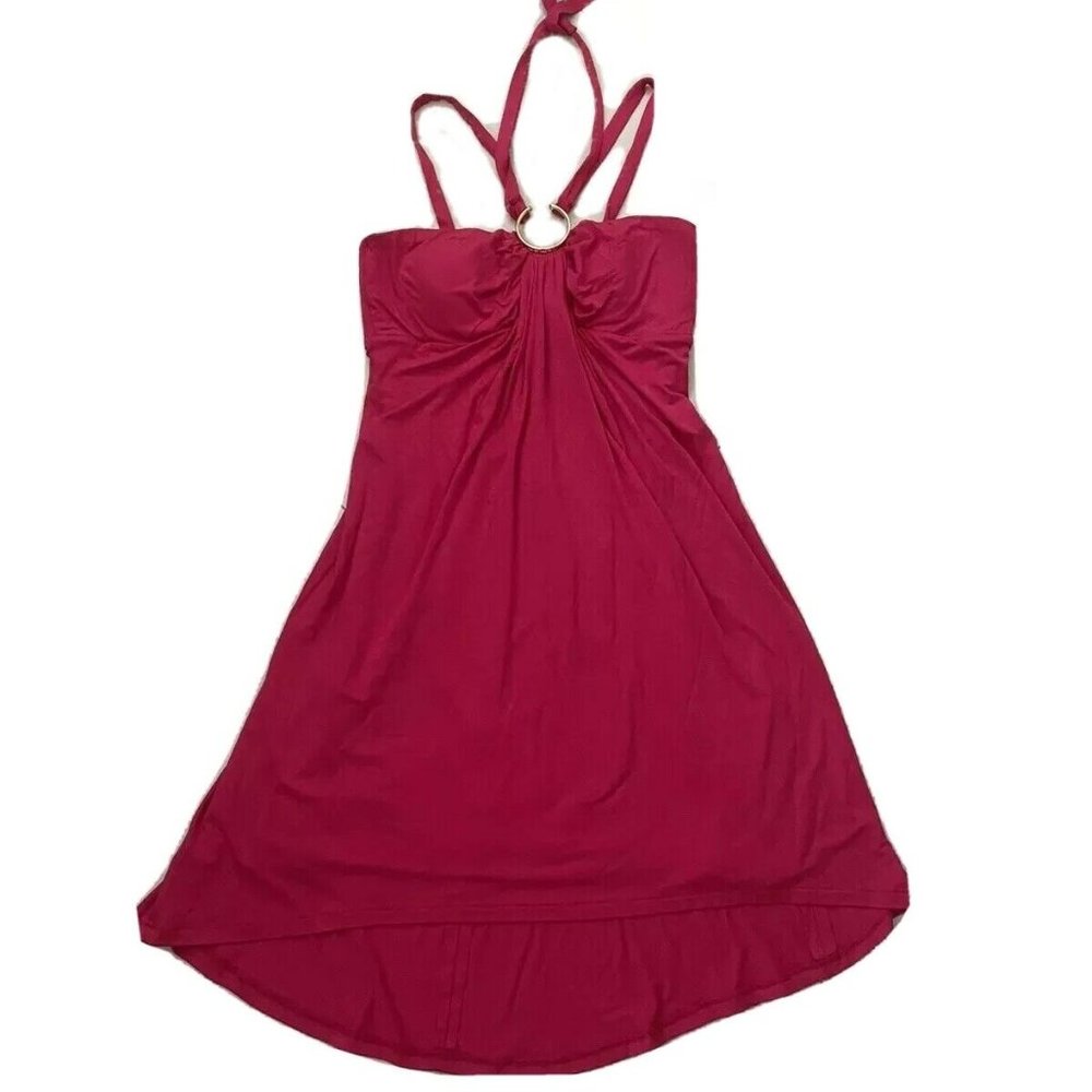 Caché Hot Pink Strappy halter Dress Sundress Size Large NEW NWT